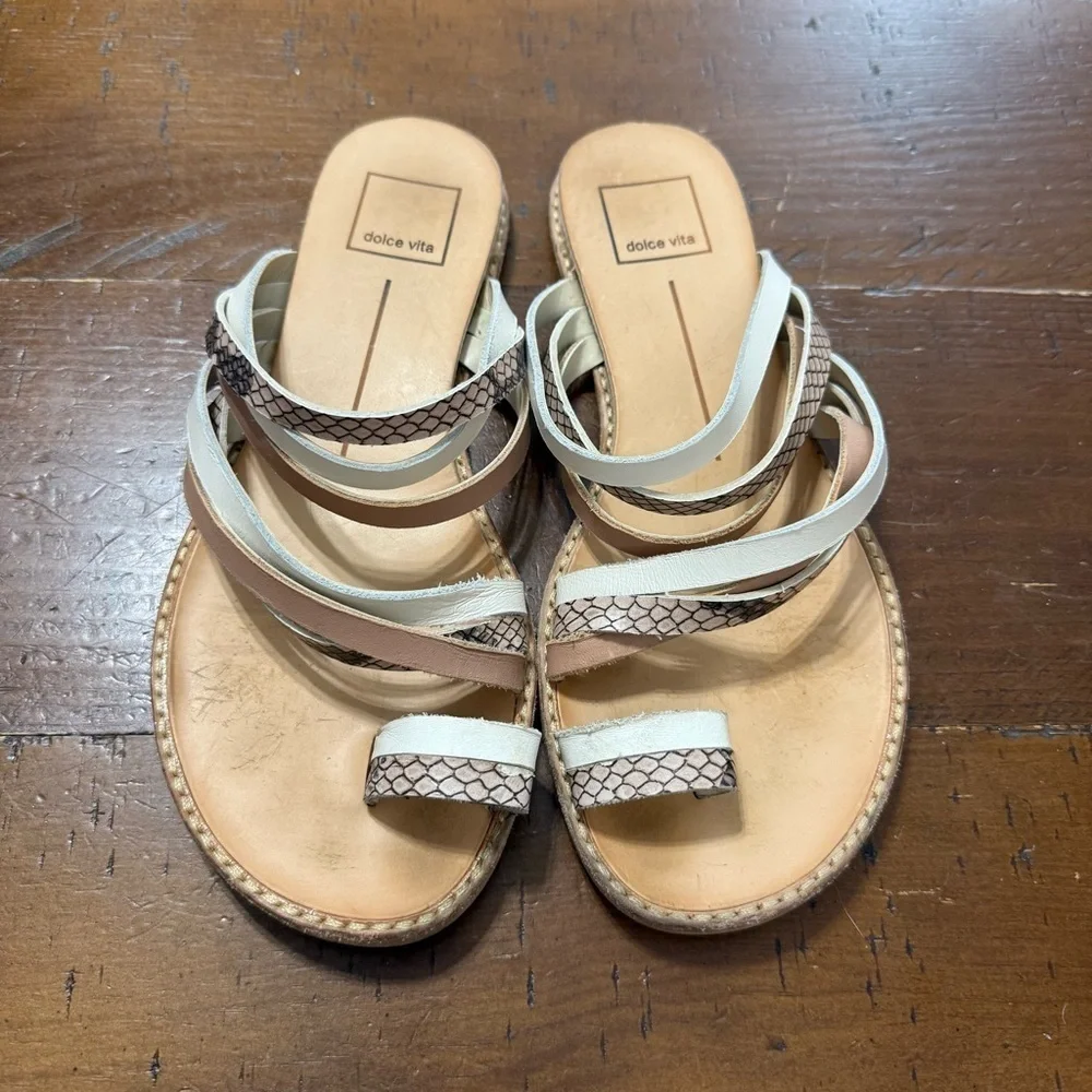 Dolce Vita Cream and Tan Sandals with Strappy Design size 7